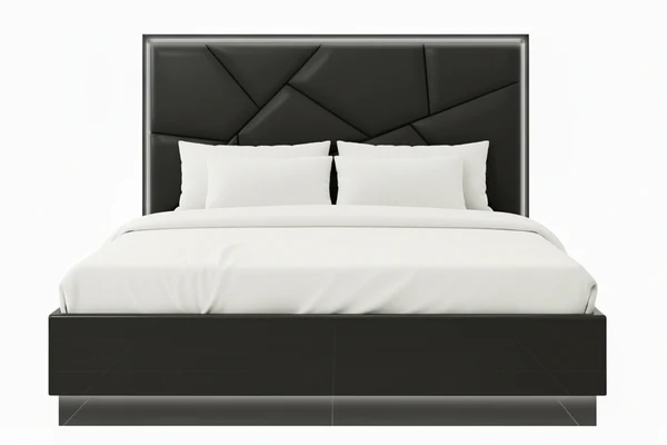 Premium Black LED Upholstered Bed
